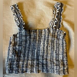 Hollister Black and White Textured Tank Top